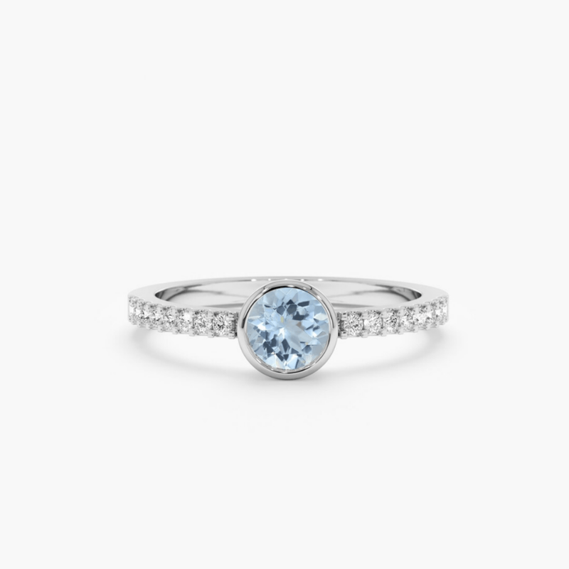 white gold aquamarine band