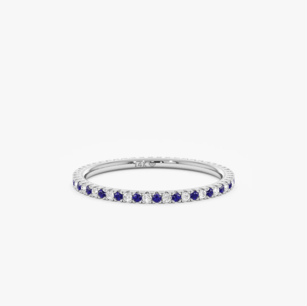 white gold sapphire diamond eternity ring